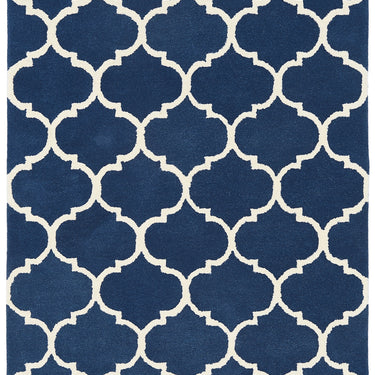 Albany Ogee Traditional Morroccan Trellis Design Hand Tufted Wool Rug in Blue