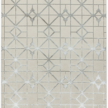 Aurora Lattice AU11 Modern Geometric Metallic Silver Beige Rug