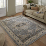Consept Looms Legacy LEG04 Medallion Classic Blue Beige Cotton Persian Oriental Traditional Rug - Medium 120x180 cm (4'x6')
