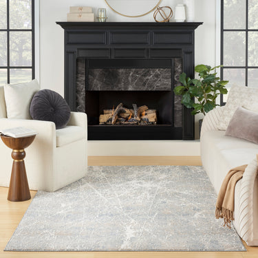 Nourison Exhale EXL02 Sprawling Pattern Beige Blue Polypropylene Abstract Textured Rug
