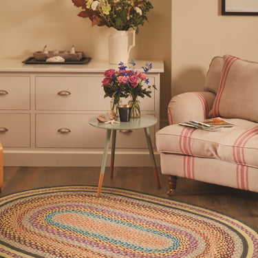 Origins Extra Colourful Oval Multicolour Handmade Jute Braided Bordered Rug 160x230 cm