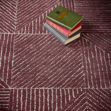 Origins Squared Tufted Berry Wool Geometric Textured Striped Rug