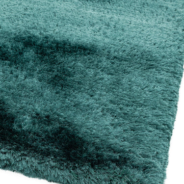 Plush Plain Shaggy High Pile Thick Silky Fluffy Soft Hand Woven Petrol Green Rug
