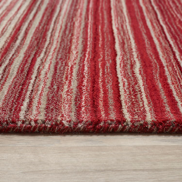 Origins Fine Stripes Hand Loom Woven Wool Rug Halway in Red