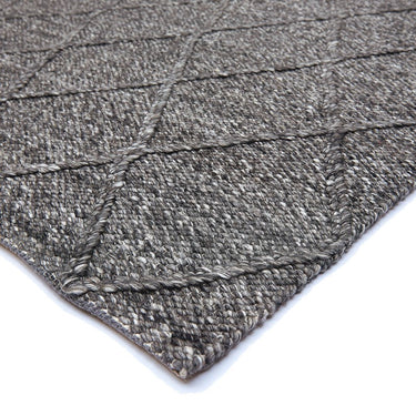 Katherine Carnaby Coast Diamond Wool and Viscose High Quality Hand Woven CD0 Charcoal Grey Rug