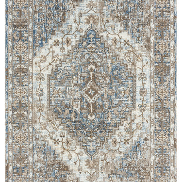 URCO 552AG Classic Blue Anthracite Traditional Vintage Textured Bordered Hallway Runner Rug