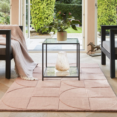 Origins Penny 3D Blush Pink Hand-Carved Wool Geometric Rug