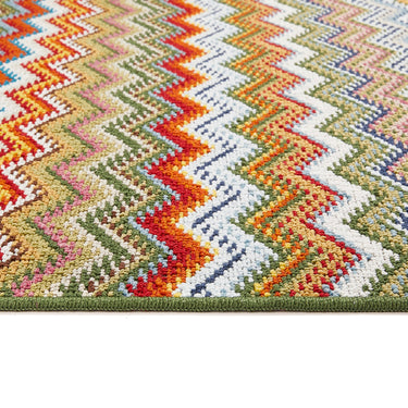 My Mat Stain Resistant Washable Home Entrance, Kitchen, Hallway, Entryway Non-Slip Rug Candy Zigzag in Multi Green