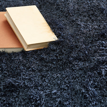 Origins Extravagance High Pile Fluffy Navy Blue Shaggy Modern Plain Rug