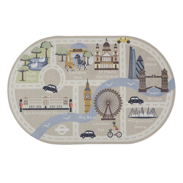 My Play London Landmarks Kids Washable Non-Slip Soft Rug 100x150 cm