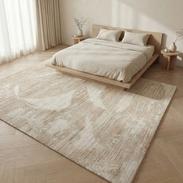 Dune Modern Abstract  Wind-Swept Desert Pattern Wool & Viscose Blend Textured Beige Rug