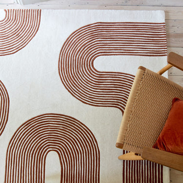 Asiatic London Matrix Arches MAX85 Contemporary Retro Amber Handmade Wool Abstract Rug