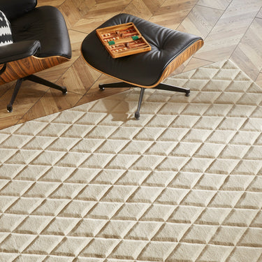 Priory PRI103 Geometric 100% Pure New Zealand Wool Hand Made Ivory Rug by Sarah Gare