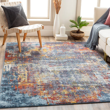 Ankara AKR2315 Dark Blue Multi Polypropylene Abstract Scandi Rug