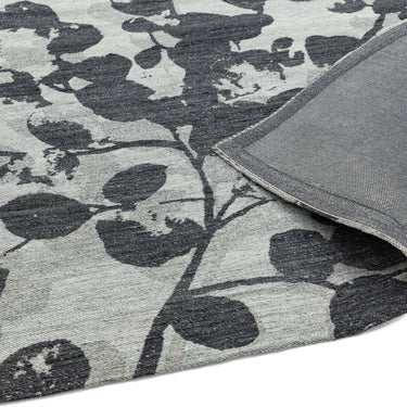 Shade Leaf Floral Wool Flatweave Rug in Grey Large 200x290 cm