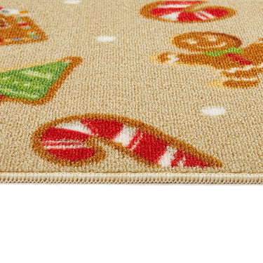 Floormatters Washable Runner and Doormat Set Anti-Slip Loop Gingerbread Cream Beige Mat in 40x60 & 50x150 cm
