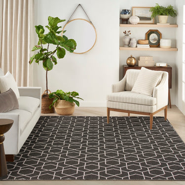 Horizon Indooor Trellis HOZ01 Black By Indoor Outdoor Polypropylene Geometric Textured Rug