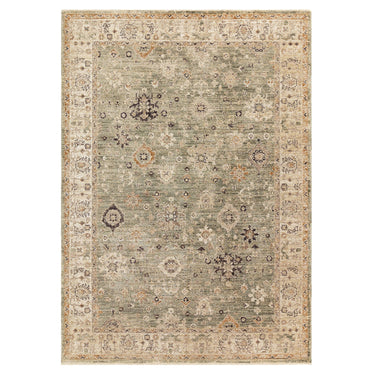 Asiatic London Heriz HE04 Ornate Green Traditional Vintage Textured Bordered Hallway Runner Rug
