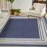 Horizon Bordered HOZ03 Navy Blue By Indoor Outdoor Polypropylene Geometric Textured Rug - Medium 152 x 213 cm (5'x7')