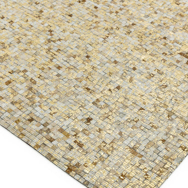Elona Mosaic Cowhide Hand Made Flatweave Patchwork Leather Rug in Yelow Gold