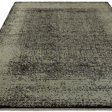 Elodie Contemporary Rug Modern Luxurious Soft Silky Metallic Shine Abstract Rug in Sage Black