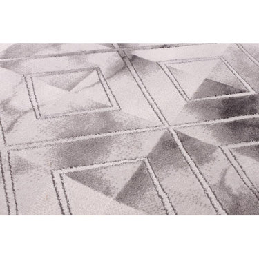 Bianco 196SA Luxurious Marble Chekered Geometric Design Soft Rug in Cream Gold and Grey