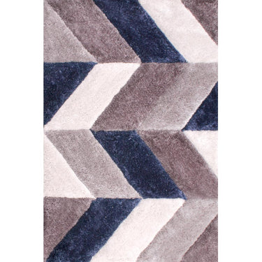 Blazon Modern 3D Hand Carved Geometric Shaggy Super Soft Rug in Blush Pink, Grey, Natural, Ochre Navy Blue