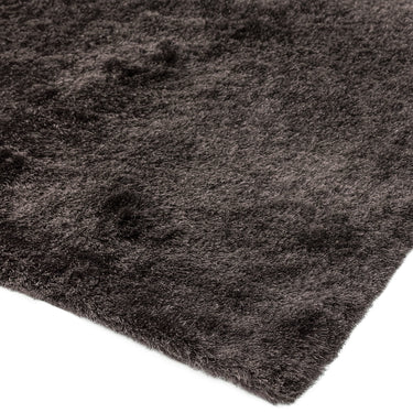 Asiatic London Whisper Silky Shiny High Pile Graphite Shaggy Textured Plush Rug