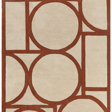 Asiatic London Metro Retro Tufted Rust Orange Wool Geometric Modern Rug