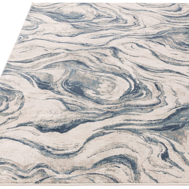 Lavico Swirl Marbled Rug Modern Abstract Silk Shiny Rug by Clarke & Clarke in Mineral Blue