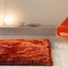 Plush Plain Shaggy High Pile Thick Silky Fluffy Soft Hand Woven Rust Rug - Small 70x140 cm (2'3"x4'7")