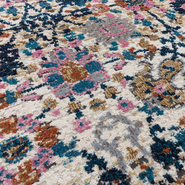 Zola Sarab Vintage Traditional Persian Bordered Rug in Turquoise Pink