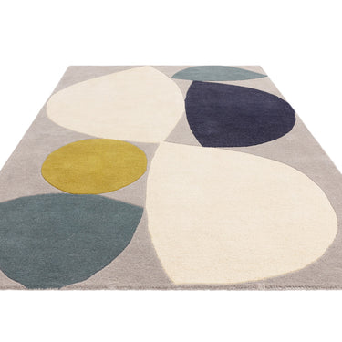 Asiatic London Reef Mid Century Grey Teal Handmade Wool Geometric Rug