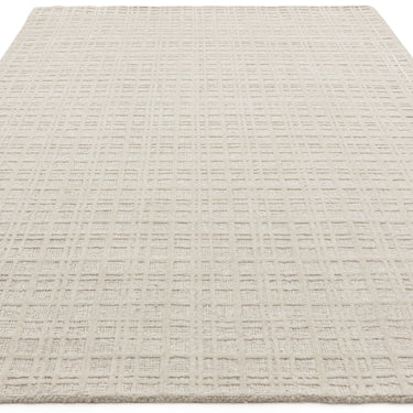 Thatch Cream Hand Woven Wool Rug Checked Pattern Neutral Undyed Wool Blend in Ecru