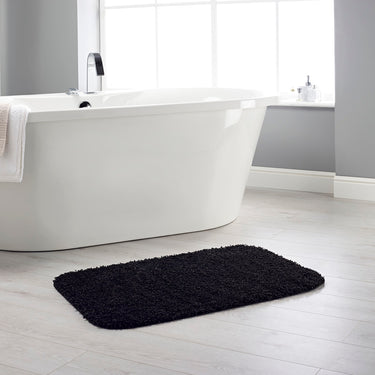 Dip and Drip Buddy Bathroom Toilet Black Washable Non-Slip Polypropylene Shaggy Bath Mat