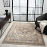 Alia 842G5 Short Pile Grey Polypropylene Traditional Bordered Medallion Rug - Medium 120x170 cm (4'x5'6")
