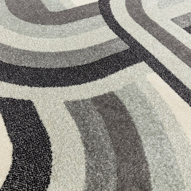 Nova Retro Modern Geometric Rug in Grey and Blue