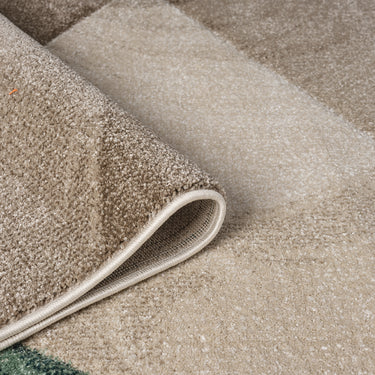 Orbit Runar 3D Beige Green Abstract Geometric Textured Hallway Runner Rug