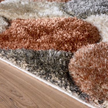 Origins 3D Scallop Silky Red Terracotta Jute Shaggy Geometric Rug