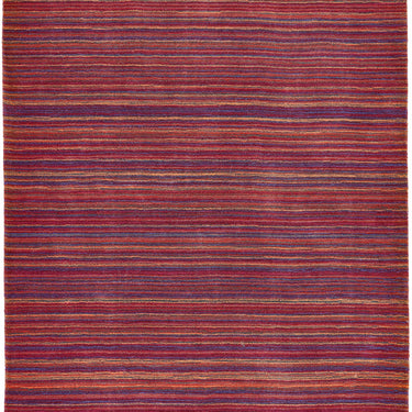 Origins Fine Stripes Hand Loom Woven Wool Rug Halway in Purple / Pink