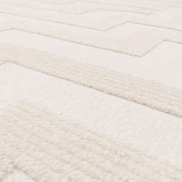 Asiatic London Freja Cove Short Pile Maze Ivory White Washable Cotton Polypropylene Abstract Rug