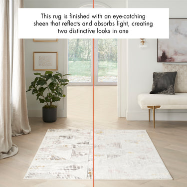 Glitz GLZ04 Framed Silky Ivory Multi By Abstract Geometric Textured Rug