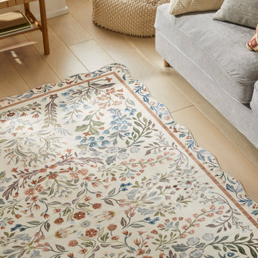 Consept Looms Liberty LIB303 Cream Multi Washable Non-Slip Traditional Floral Rug