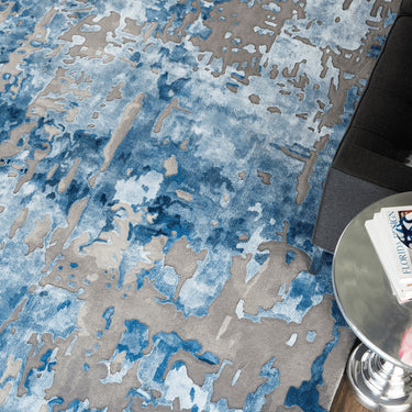 Prismatic By Luxury Silky Tufted PRS10 Blue Handmade Wool Viscose Abstract Rug