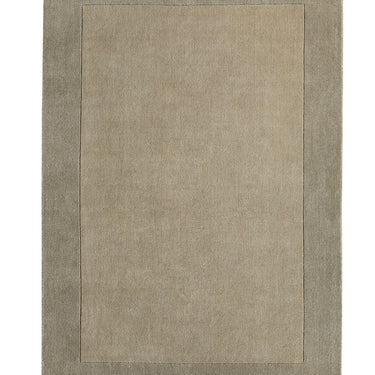 Origins Borders Hand Loom Woven Wool Bordered Rug Hallway in Taupe