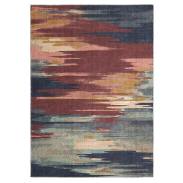 Washable Contemprary Abstract Sedona Rust/Navy Rug