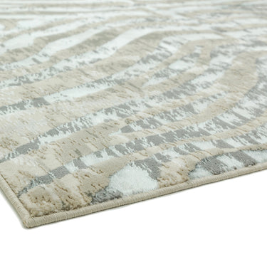 Quantum Zebra Print QU04 High Shine Rug in Beige Grey