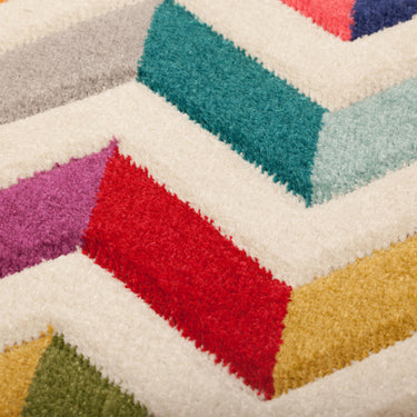 Spectra Carved Coral Geometric Rainbow Bright Multi Coloured Soft Rug Hallway Runner 66 x 230 cm (2'5''x7'7'')