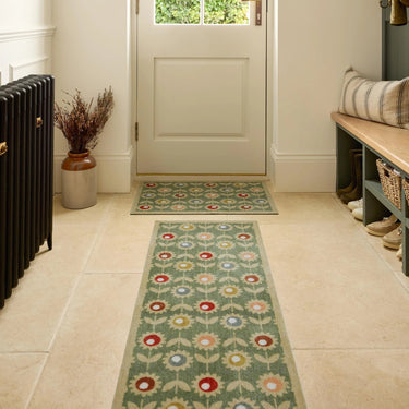 My Pattern Multi Sage Washable Non-Slip Vintage Floral Doormat - Runner 50 x 150 cm (2'x5')