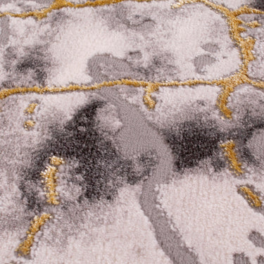 Bianco 185KA Luxurious Abstract Marbled Design Rug in Cream Gold and Dark Grey Silver